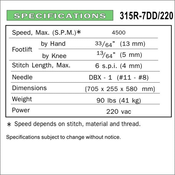 Consew 315R-7DD/220